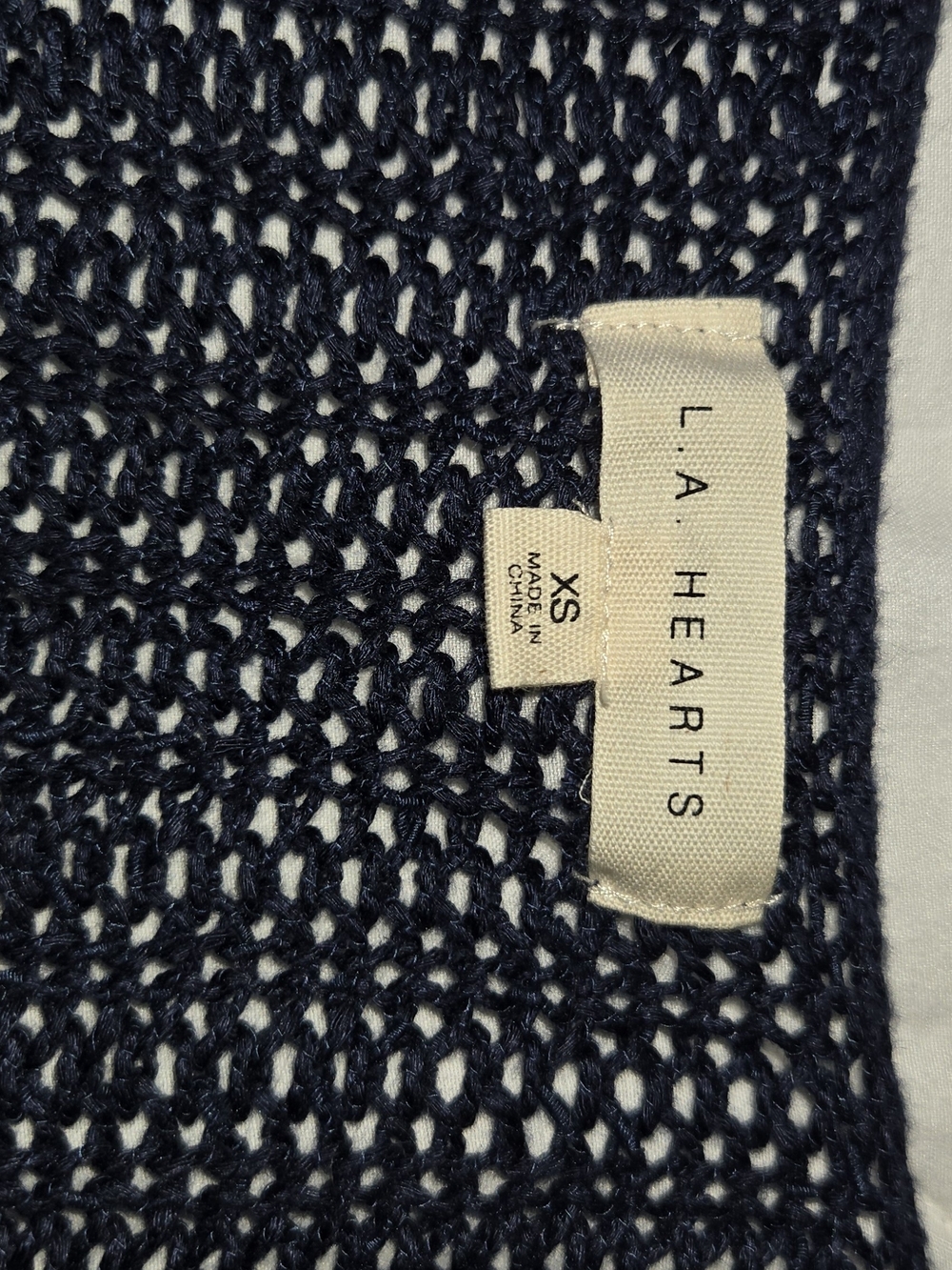La Hearts Navy Cropped Open-Knit Cardigan - Picture 8 of 9